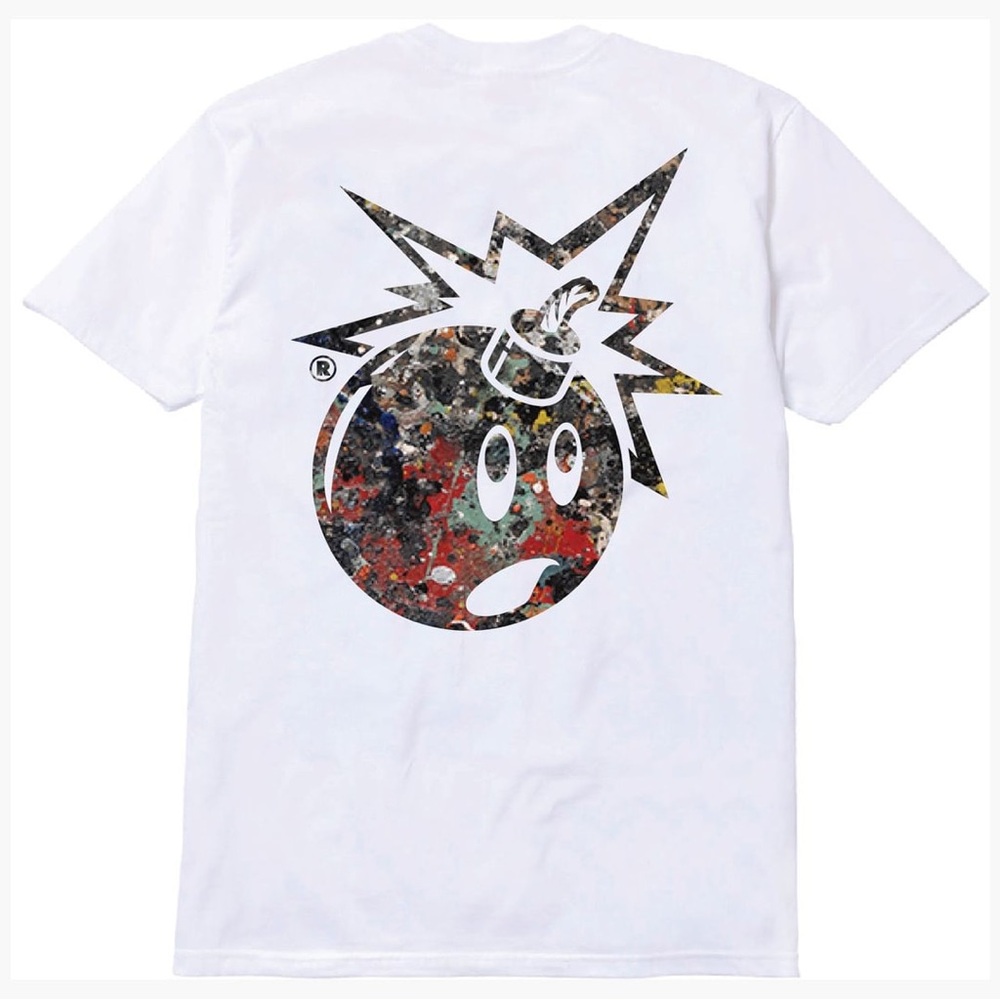 The Hundreds x Jackson Pollock Adam Bomb Paint Abstract White Shirt Mens Medium